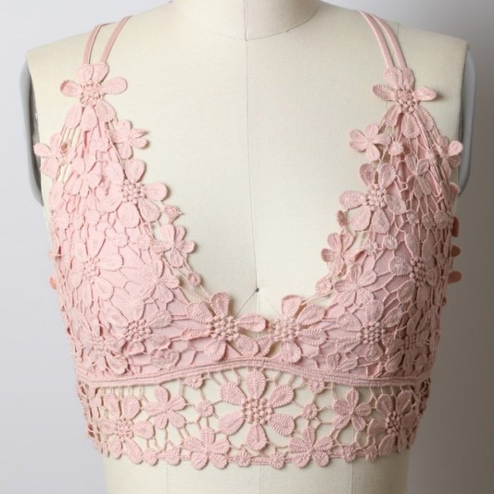 Daisy Crochet Bralette - Rose Pink - Small, Medium, Large, XL